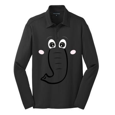 Elephant Face Cartoon Style Easy Halloween Costume Silk Touch Performance Long Sleeve Polo