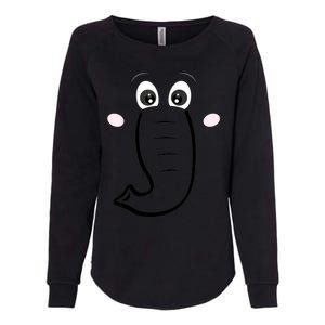 Elephant Face Cartoon Style Easy Halloween Costume Womens California Wash Sweatshirt