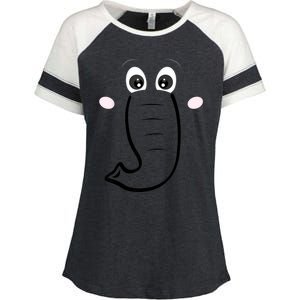 Elephant Face Cartoon Style Easy Halloween Costume Enza Ladies Jersey Colorblock Tee