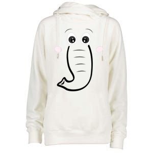 Elephant Face Cartoon Style Easy Halloween Costume Womens Funnel Neck Pullover Hood