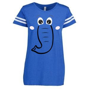 Elephant Face Cartoon Style Easy Halloween Costume Enza Ladies Jersey Football T-Shirt