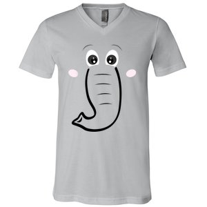 Elephant Face Cartoon Style Easy Halloween Costume V-Neck T-Shirt