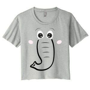 Elephant Face Cartoon Style Easy Halloween Costume Women's Crop Top Tee