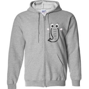 Elephant Face Cartoon Style Easy Halloween Costume Full Zip Hoodie