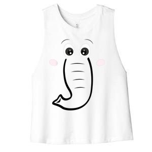 Elephant Face Cartoon Style Easy Halloween Costume Women's Racerback Cropped Tank