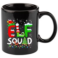 Elf Family Christmas Matching Pajamas Xmas Elf Squad 11oz C Handle Ceramic Mug