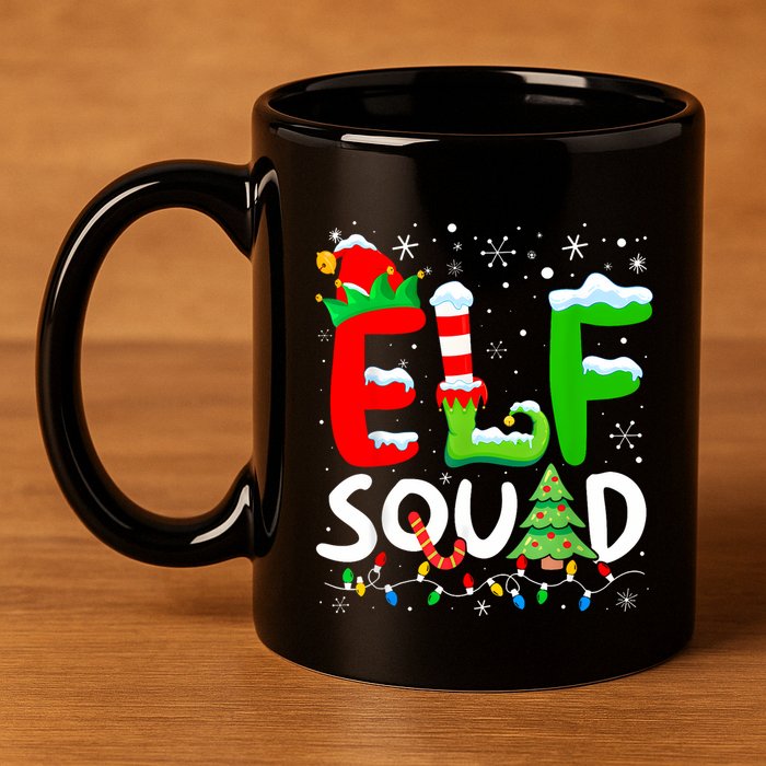 Elf Family Christmas Matching Pajamas Xmas Elf Squad 11oz C Handle Ceramic Mug