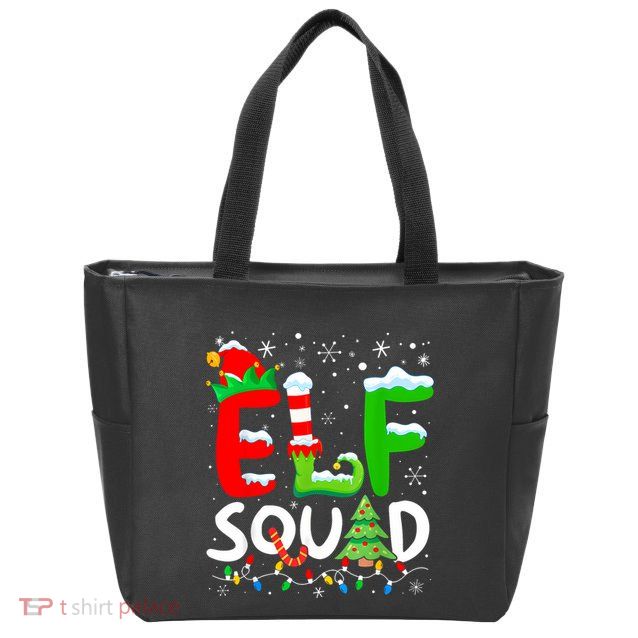 Elf Family Christmas Matching Pajamas Xmas Elf Squad Zip Tote Bag