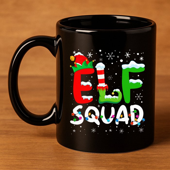 Elf Family Christmas Matching Pajamas Xmas Elf Squad 11oz C Handle Ceramic Mug