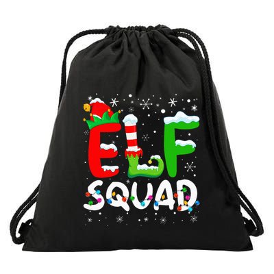 Elf Family Christmas Matching Pajamas Xmas Elf Squad Drawstring Bag