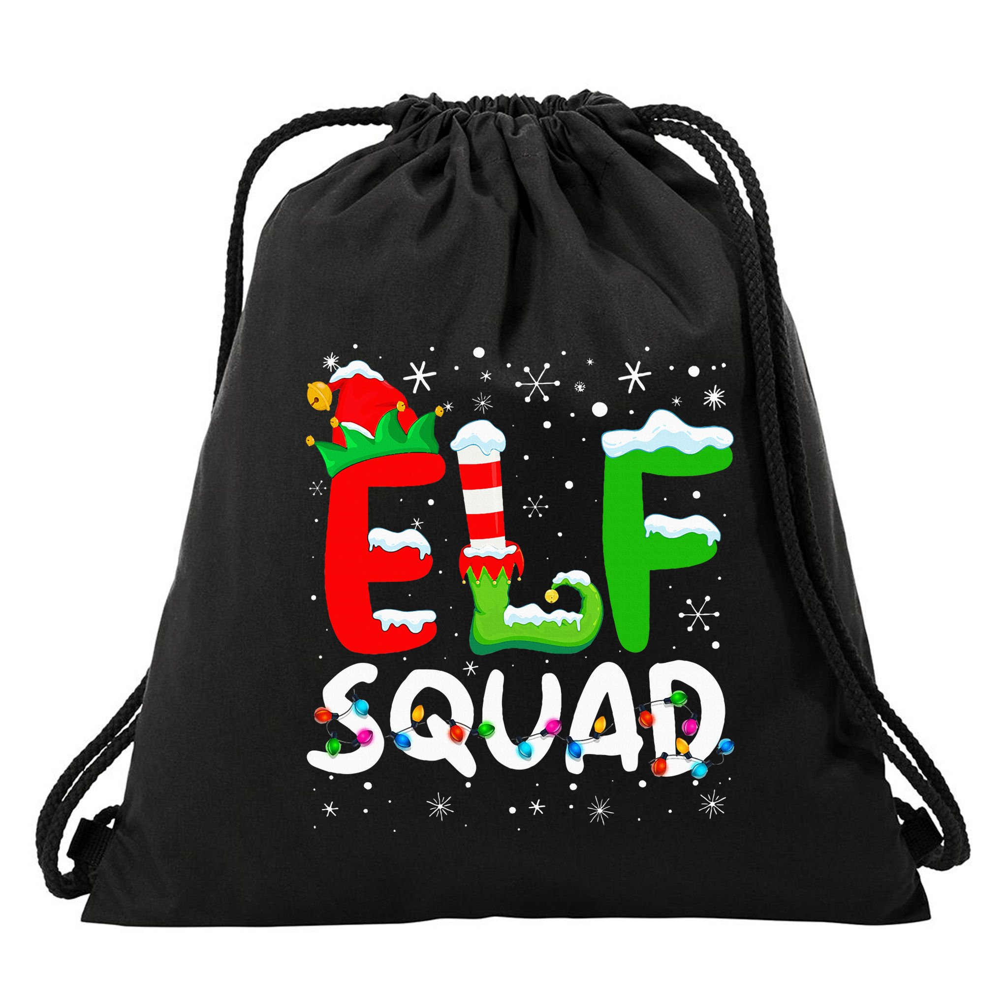 Elf Family Christmas Matching Pajamas Xmas Elf Squad Drawstring Bag