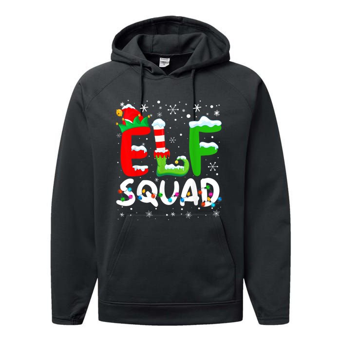 Elf Family Christmas Matching Pajamas Xmas Elf Squad Performance Fleece Hoodie