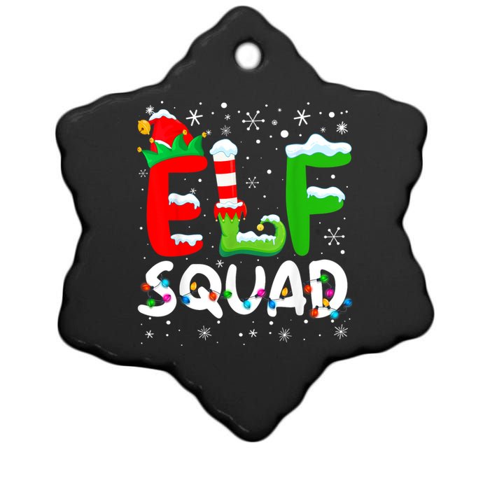 Elf Family Christmas Matching Pajamas Xmas Elf Squad Ceramic Star Ornament