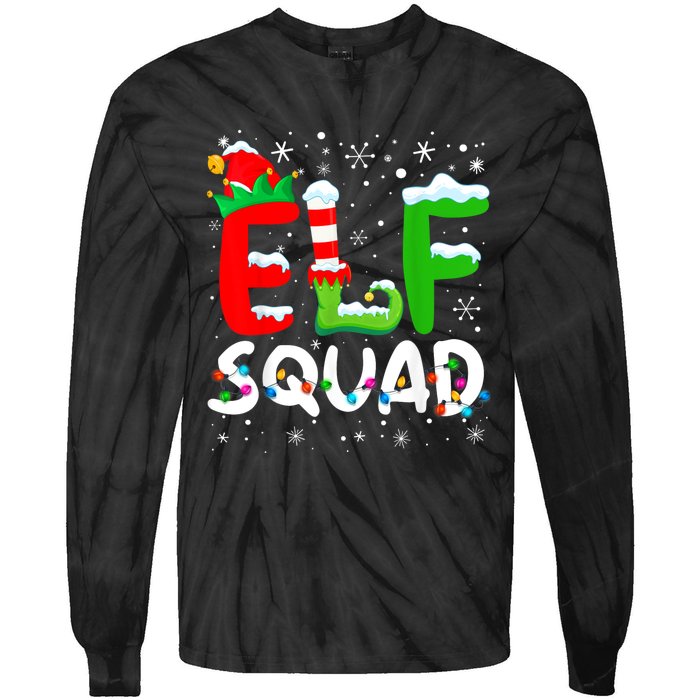 Elf Family Christmas Matching Pajamas Xmas Elf Squad Tie-Dye Long Sleeve Shirt