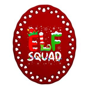 Elf Family Christmas Matching Pajamas Xmas Elf Squad Ceramic Oval Ornament