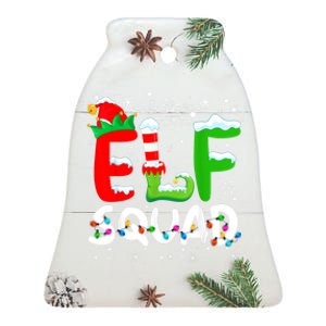 Elf Family Christmas Matching Pajamas Xmas Elf Squad Ceramic Bell Ornament