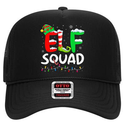 Elf Family Christmas Matching Pajamas Xmas Elf Squad High Crown Mesh Back Trucker Hat