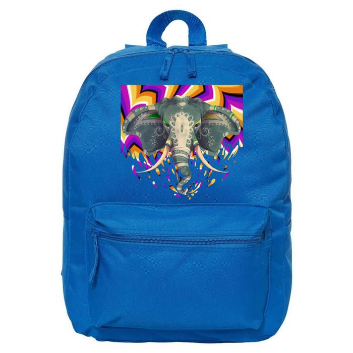 Elephant Face Colorful Background Animal Lover Funny Gift Yoga Meaningful Gift 16 in Basic Backpack