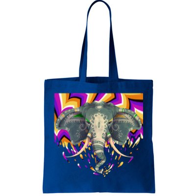 Elephant Face Colorful Background Animal Lover Funny Gift Yoga Meaningful Gift Tote Bag