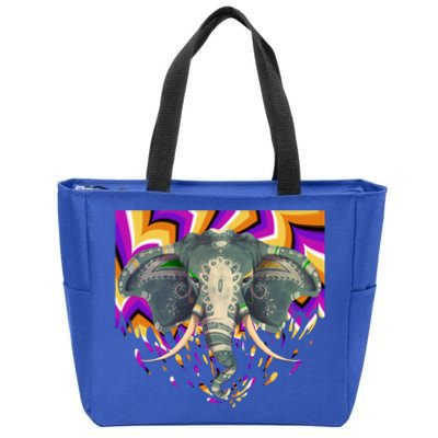 Elephant Face Colorful Background Animal Lover Funny Gift Yoga Meaningful Gift Zip Tote Bag