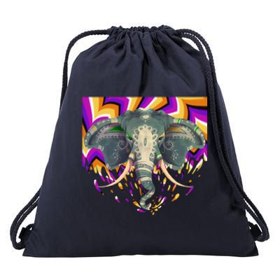 Elephant Face Colorful Background Animal Lover Funny Gift Yoga Meaningful Gift Drawstring Bag