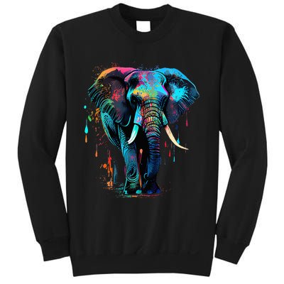 Elephant Face Colorful Pop Art Design Elephant Lovers Sweatshirt