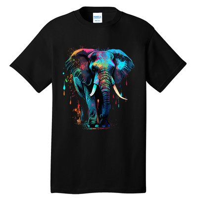 Elephant Face Colorful Pop Art Design Elephant Lovers Tall T-Shirt