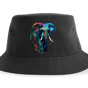 Elephant Face Colorful Pop Art Design Elephant Lovers Sustainable Bucket Hat