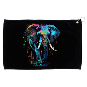 Elephant Face Colorful Pop Art Design Elephant Lovers Grommeted Golf Towel