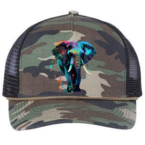 Elephant Face Colorful Pop Art Design Elephant Lovers Retro Rope Trucker Hat Cap