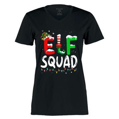 Elf Family Christmas Matching Pajamas Xmas Elf Squad Women's Momentum V-Neck T-Shirt