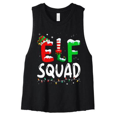 Elf Family Christmas Matching Pajamas Xmas Elf Squad Women's Racerback Cropped Tank