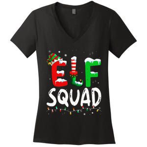 Elf Family Christmas Matching Pajamas Xmas Elf Squad Women's V-Neck T-Shirt