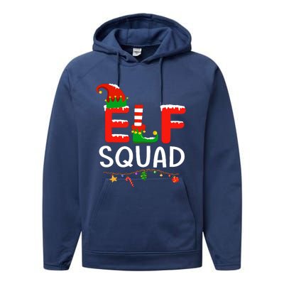 Elf Family Christmas Matching Pajamas Xmas Elf Squad Performance Fleece Hoodie