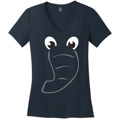 Elephant Face Cute Halloween Costume Animal Gift Women's V-Neck T-Shirt