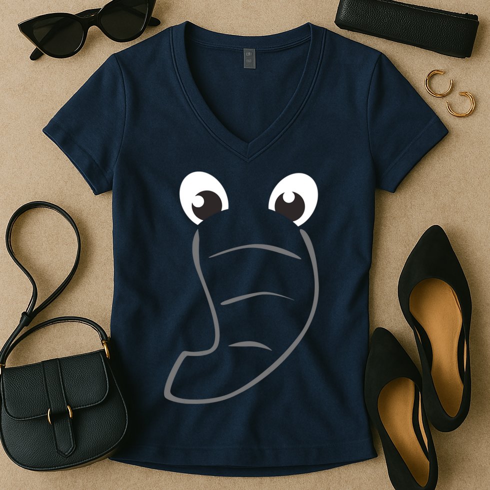 Elephant Face Cute Halloween Costume Animal Gift Women's V-Neck T-Shirt