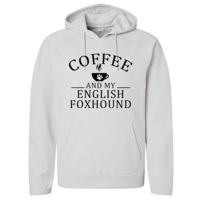 English Foxhound Dog And Coffee Performance Fleece Hoodie