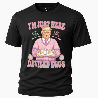 Easter Funny Donald Trump I_m Just Here For The Deviled Eggs Cooling Performance Crew T-Shirt