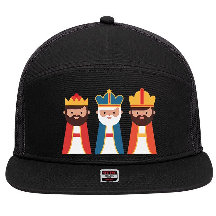 Epiphany Feliz Dia De Reyes Three Wise Happy Holy Kings 7 Panel Mesh Trucker Snapback Hat