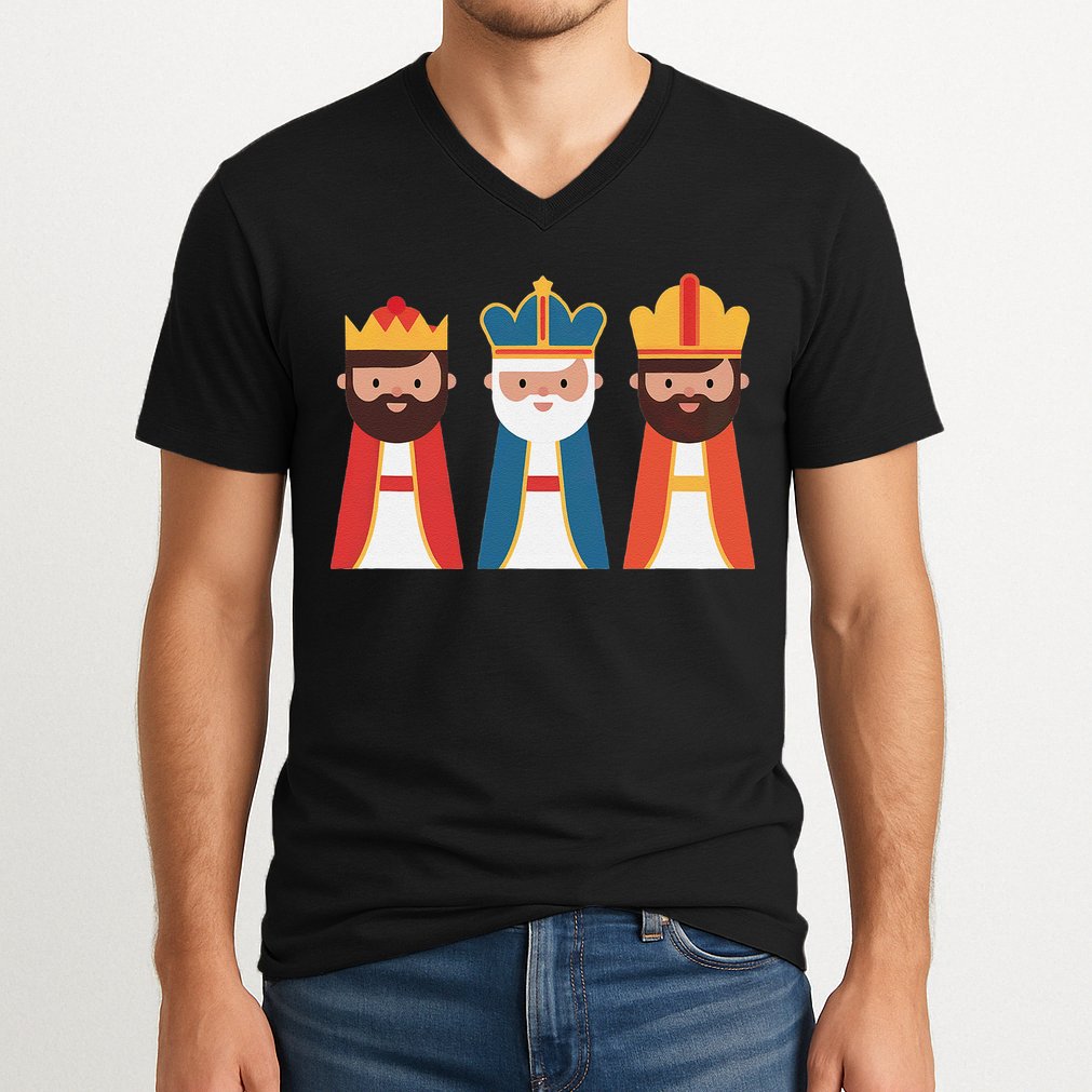 Epiphany Feliz Dia De Reyes Three Wise Happy Holy Kings V-Neck T-Shirt