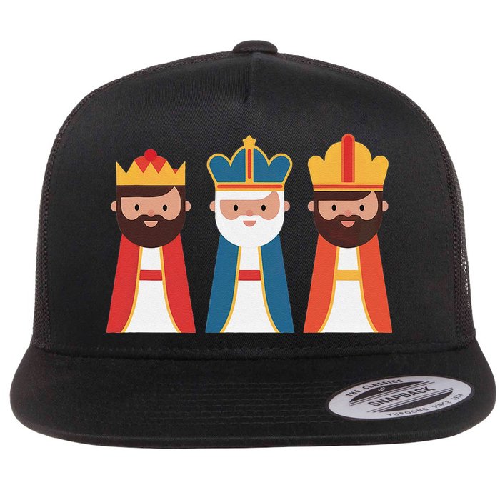 Epiphany Feliz Dia De Reyes Three Wise Happy Holy Kings Flat Bill Trucker Hat