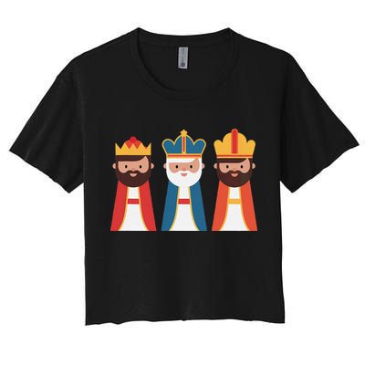 Epiphany Feliz Dia De Reyes Three Wise Happy Holy Kings Women's Crop Top Tee