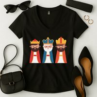 Epiphany Feliz Dia De Reyes Three Wise Happy Holy Kings Women's V-Neck T-Shirt