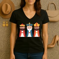 Epiphany Feliz Dia De Reyes Three Wise Happy Holy Kings Women's V-Neck T-Shirt