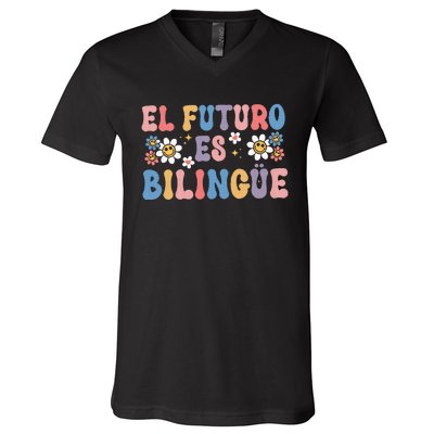 El Futuro Es Bilingue V-Neck T-Shirt