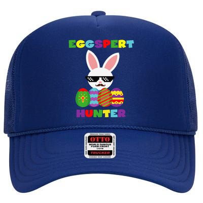 Easter Funny Egg Hunter Costume Gifts For High Crown Mesh Back Trucker Hat