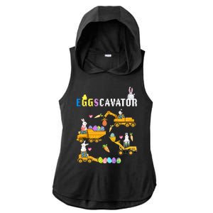 EggsCavator Funny Easter Egg Hunt Ladies PosiCharge Tri-Blend Wicking Draft Hoodie Tank