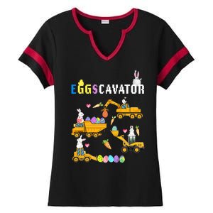 EggsCavator Funny Easter Egg Hunt Ladies Halftime Notch Neck Tee