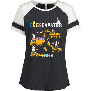 EggsCavator Funny Easter Egg Hunt Enza Ladies Jersey Colorblock Tee