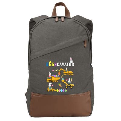 EggsCavator Funny Easter Egg Hunt Cotton Canvas Backpack